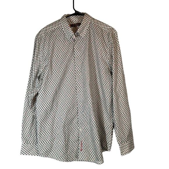 Ben Sherman White & Black Print Long Sleeve Collared Button Up Shirt Men Sz L - Picture 1 of 10